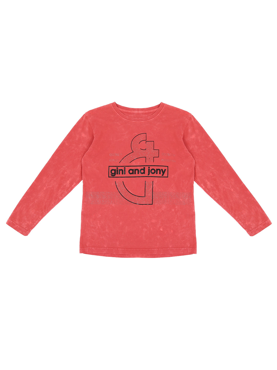 Boys Red Graphic Print Cotton T-Shirt Full Sleeves