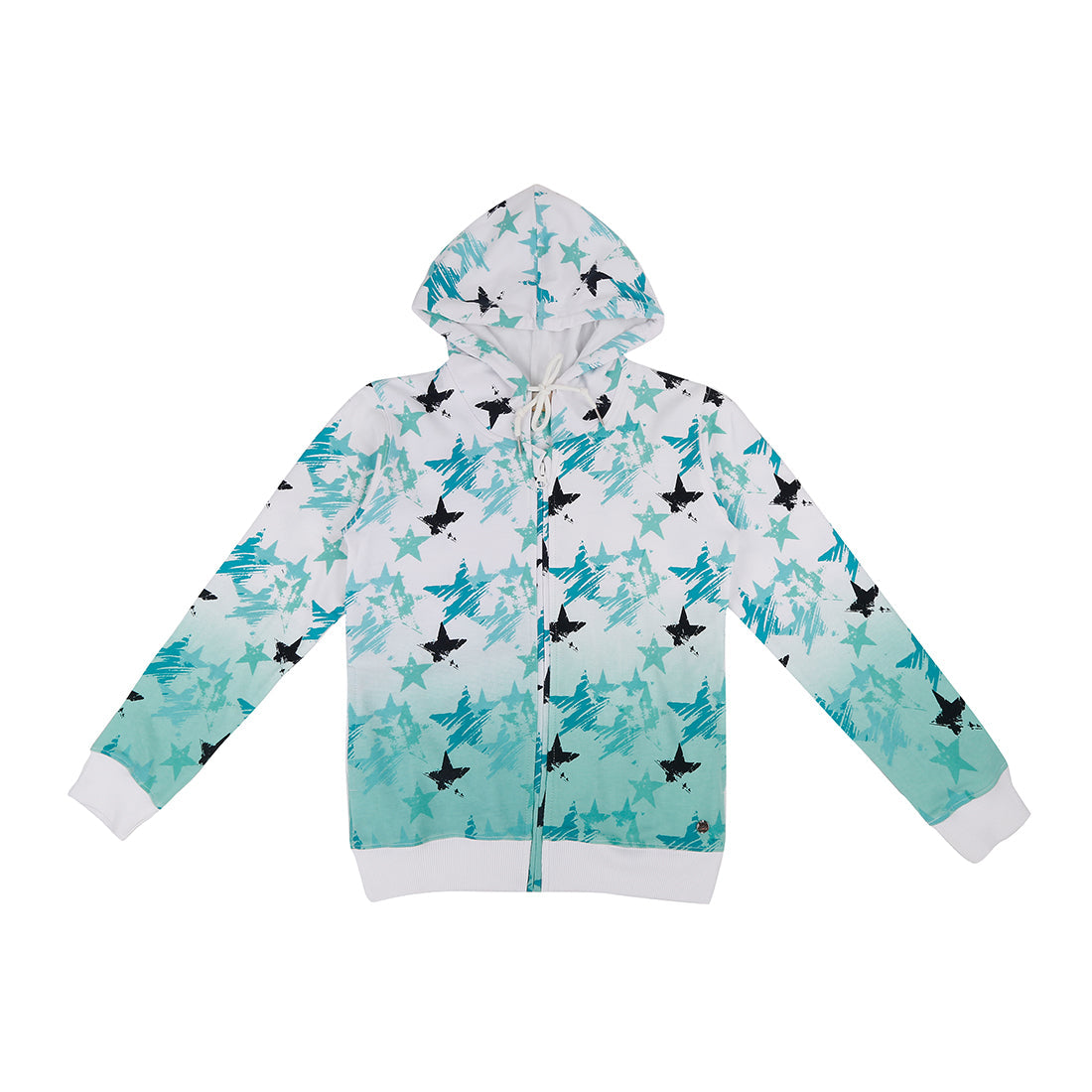 Girls White Abstract Cotton Knits Jacket Full Sleeves
