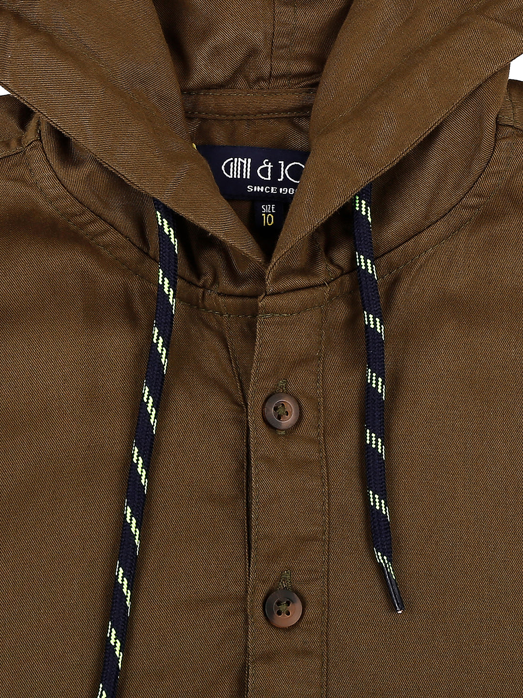 Boys Olive Solid Cotton Shirt Full Sleeves