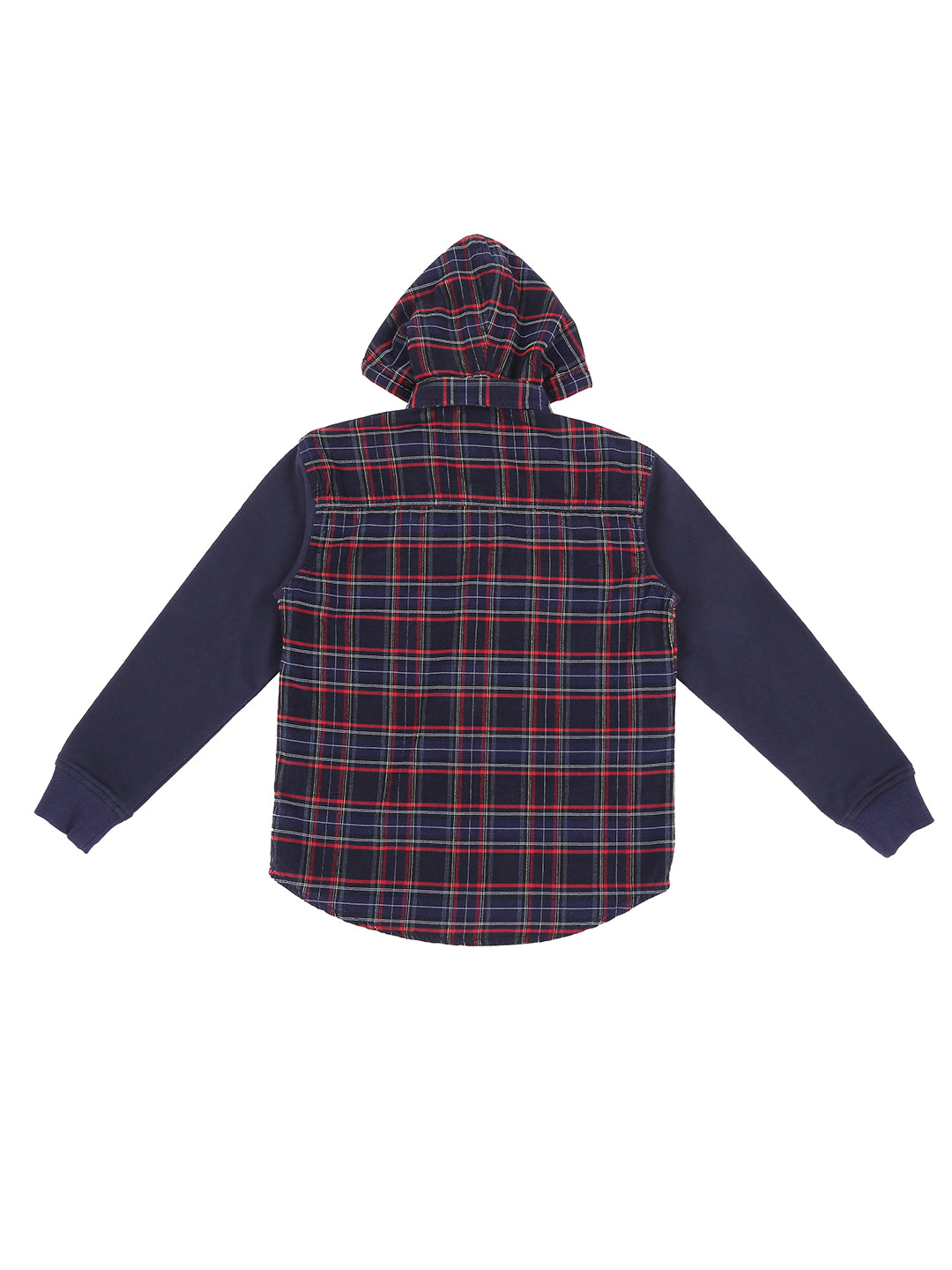 Boys Navy Blue Checks Cotton Shirt Full Sleeves