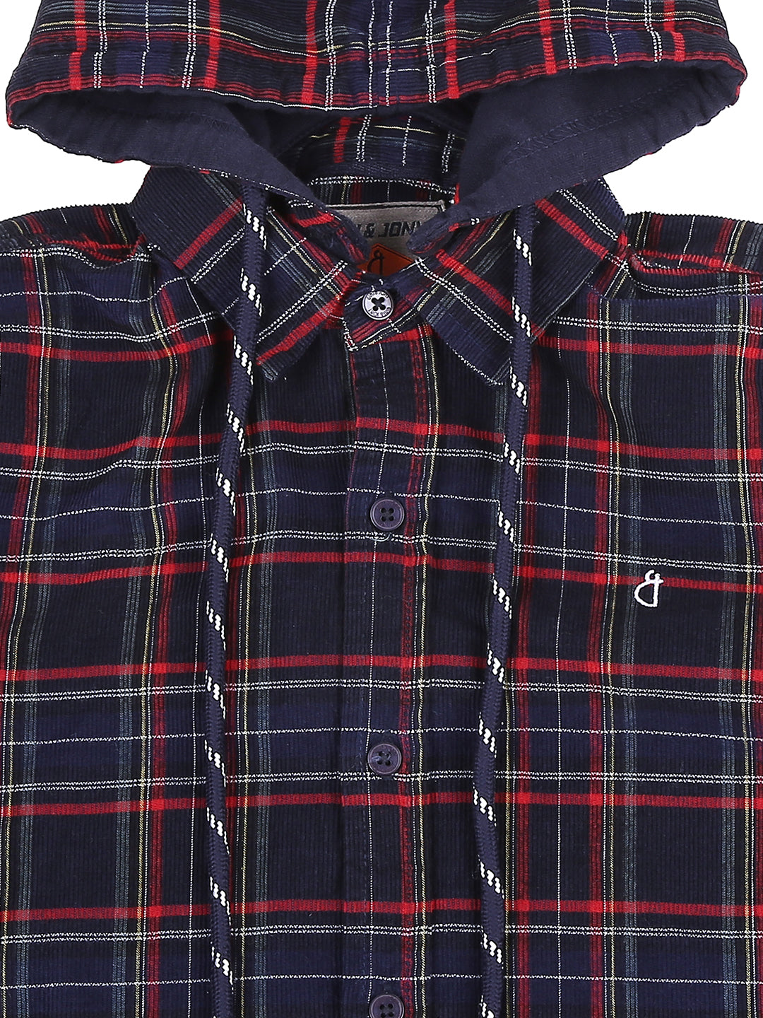 Boys Navy Blue Checks Cotton Shirt Full Sleeves