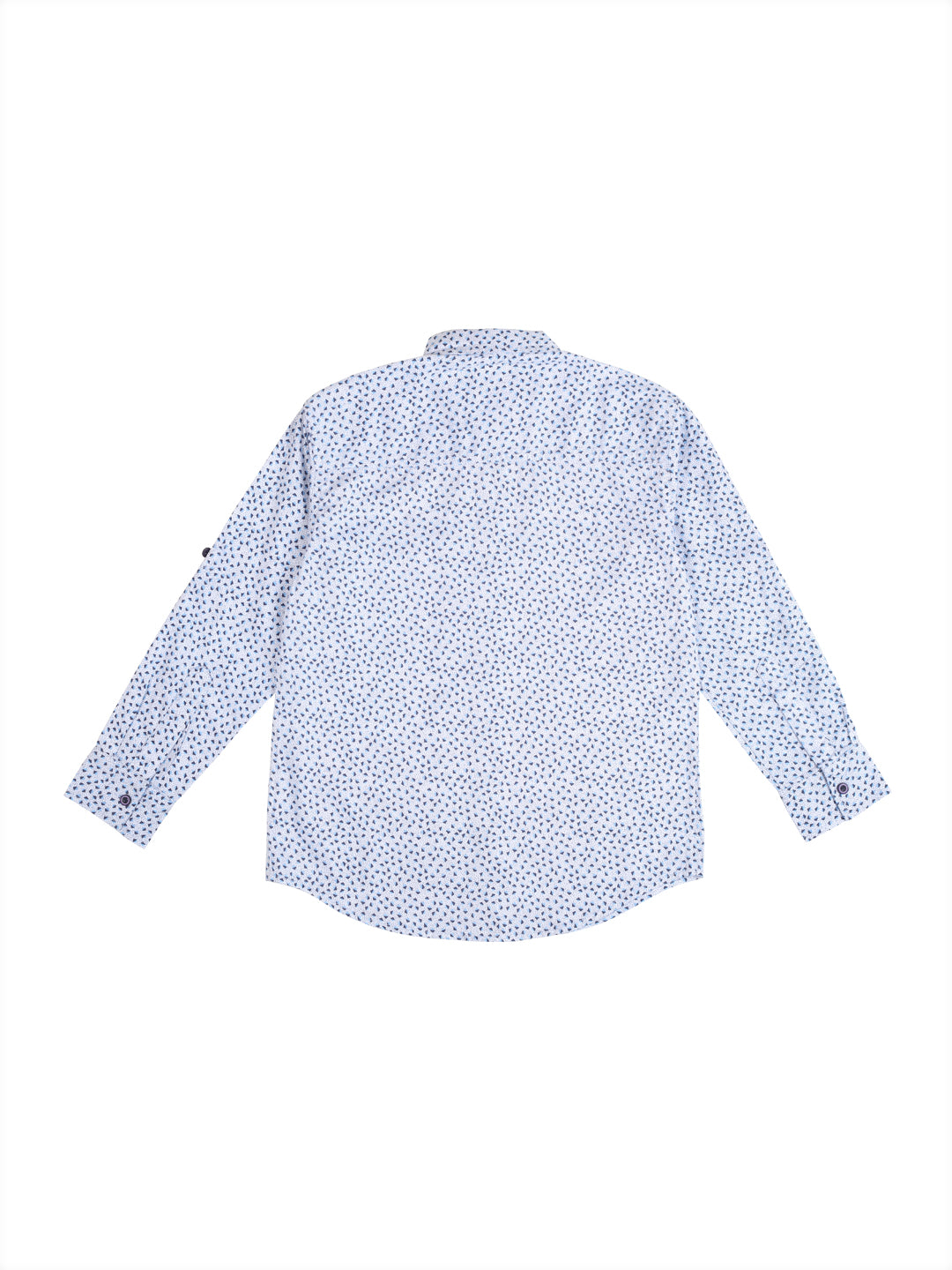 Boys White Abstract Cotton Shirt Full Sleeves