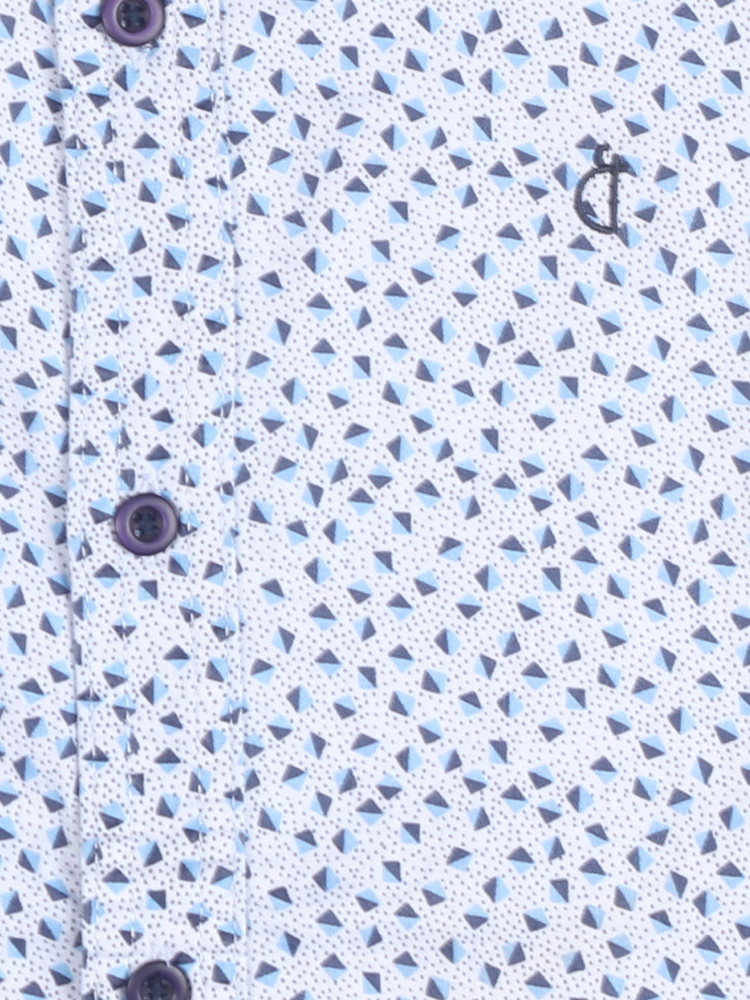 Boys White Abstract Cotton Shirt Full Sleeves