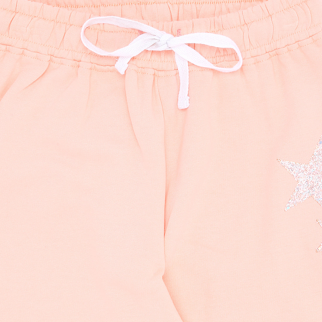 Girls Peach Emblished print Cotton Track Pant Elasticated