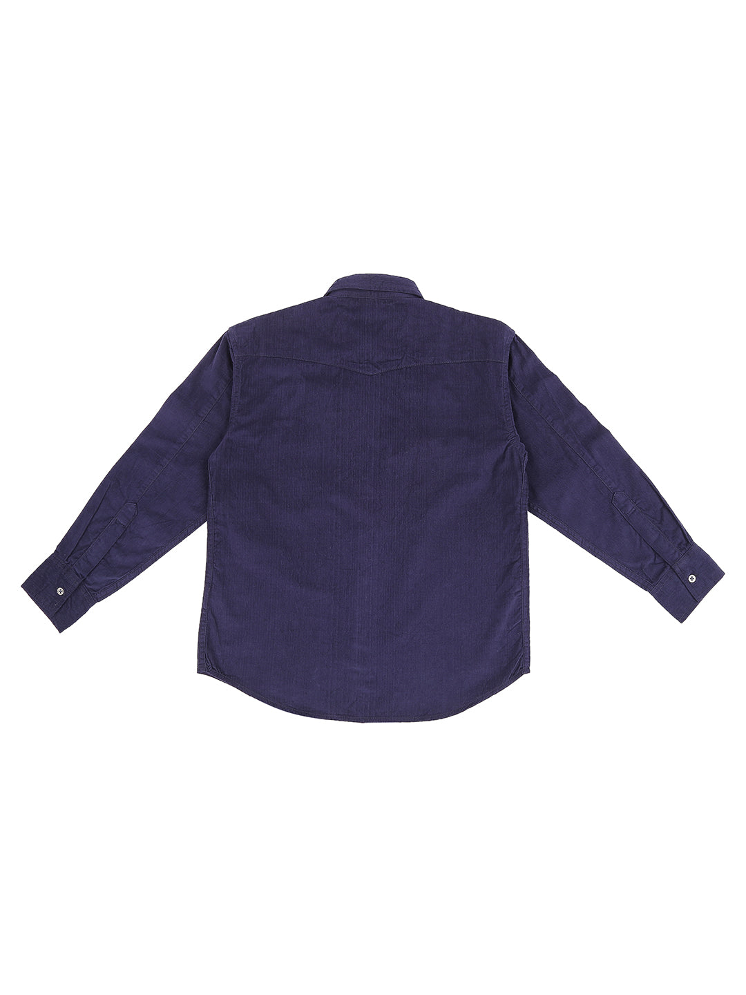 Boys Navy Blue Solid Cotton Shirt Full Sleeves