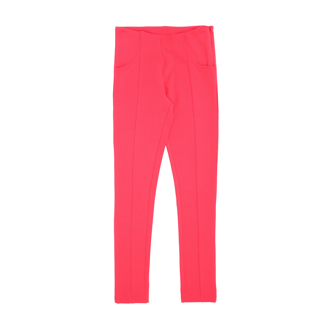 Girls Pink Solid Cotton Trouser Fixed Waist