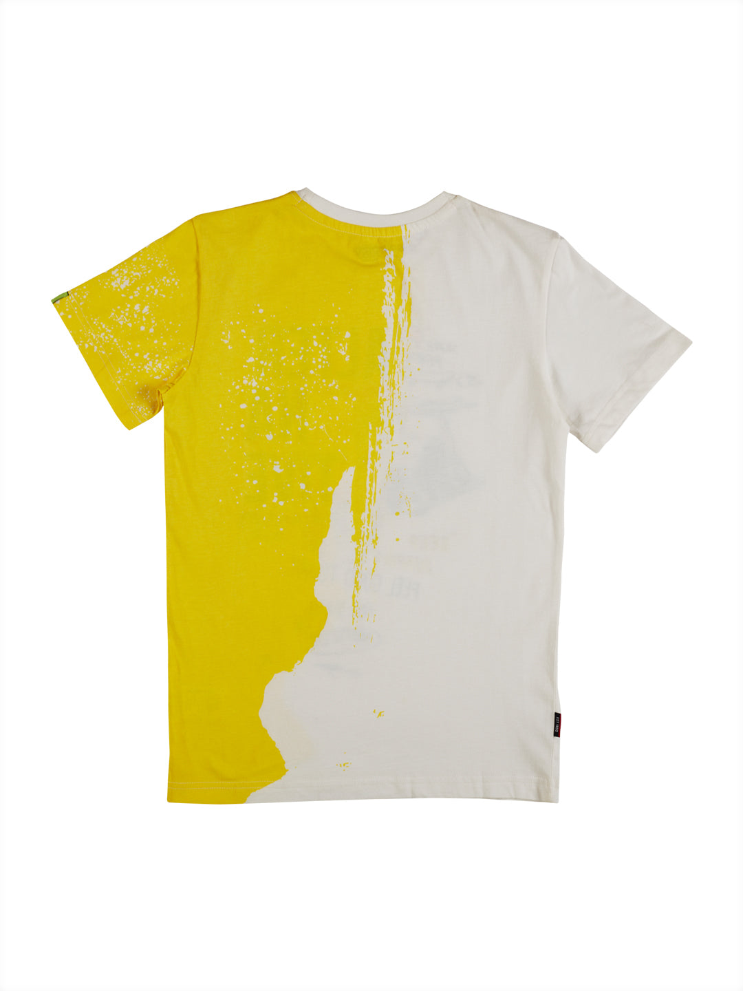 Boys Yellow Typographic Print Cotton T-Shirt Half Sleeves