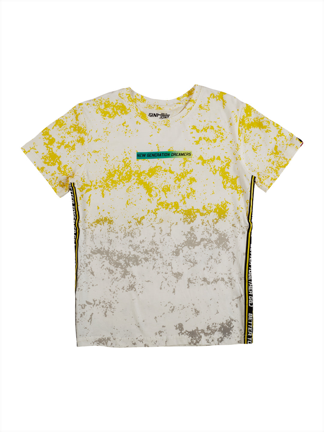 Boys Yellow Tie-Dye Cotton T-Shirt Half Sleeves