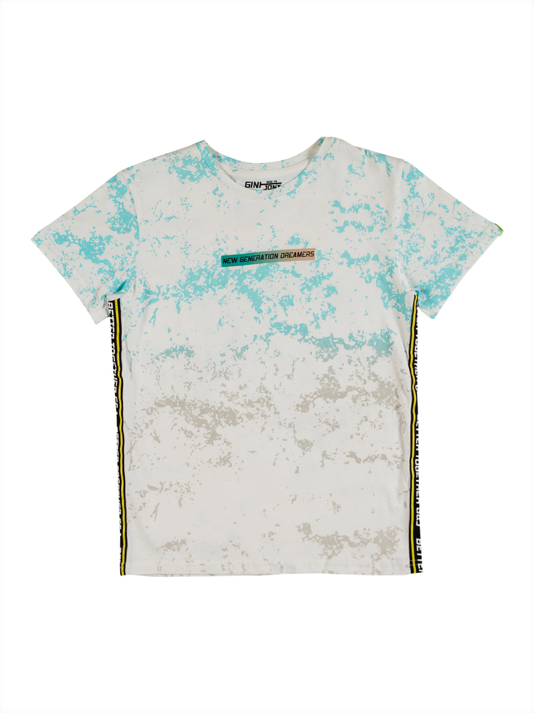 Boys White Tie-Dye Cotton T-Shirt Half Sleeves