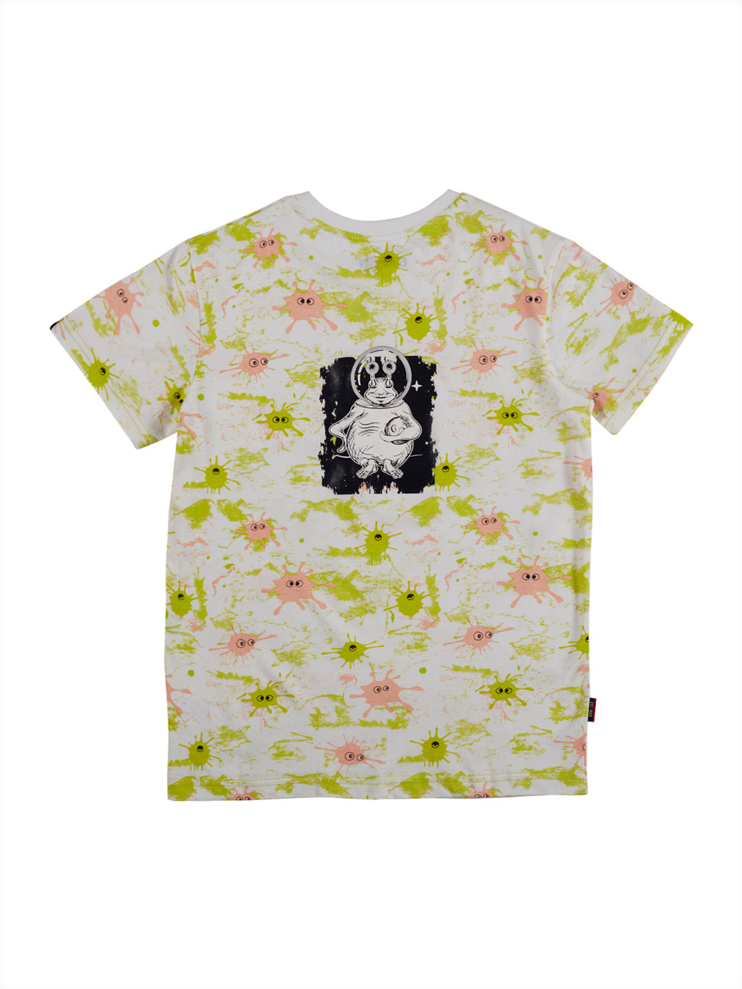 Boys White all over print Cotton T-Shirt Half Sleeves