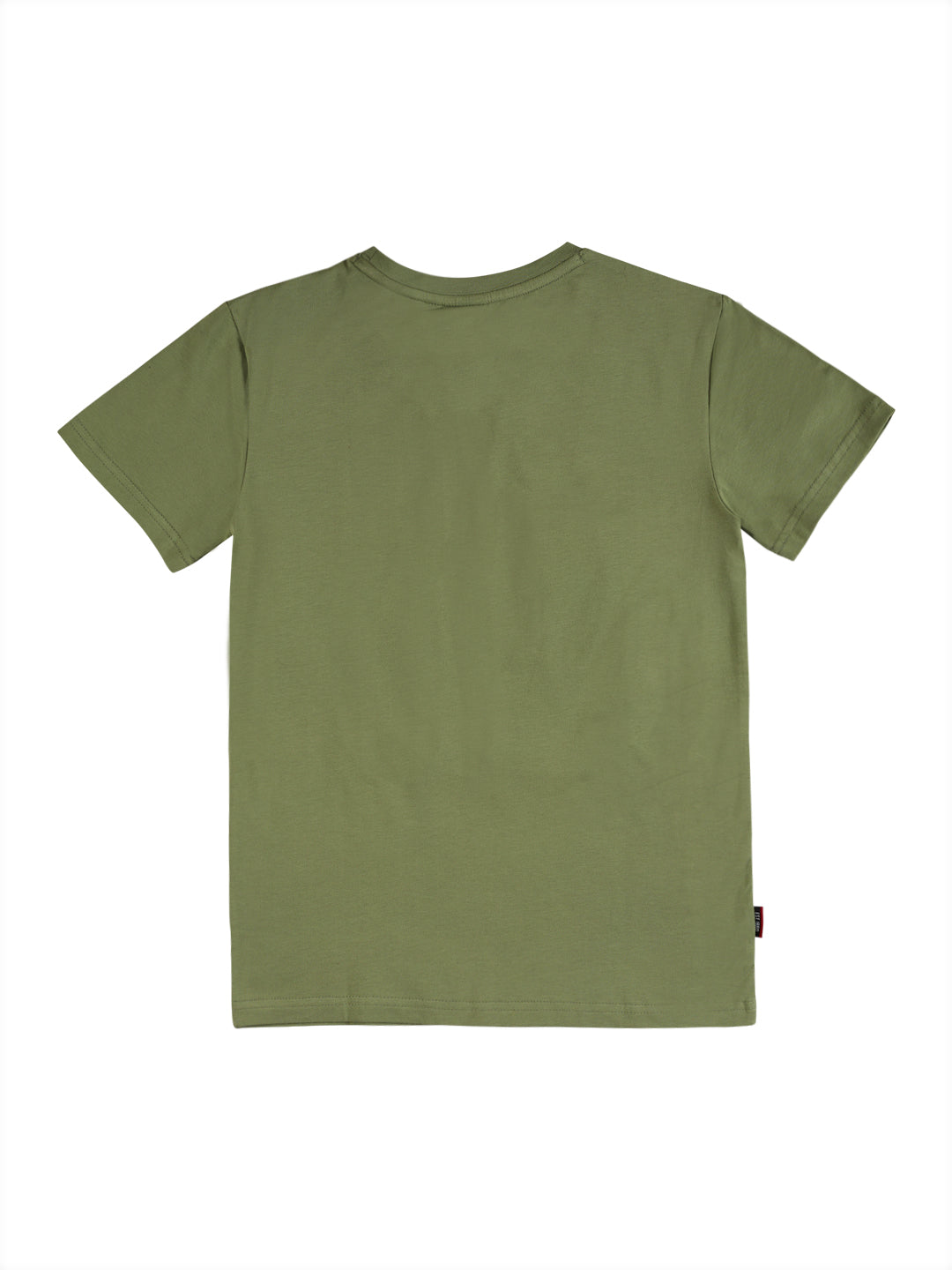 Boys Olive Graphic Print Cotton T-Shirt Half Sleeves