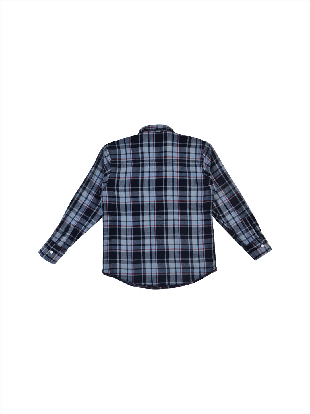 Boys Navy Blue Checks Cotton Shirt Full Sleeves