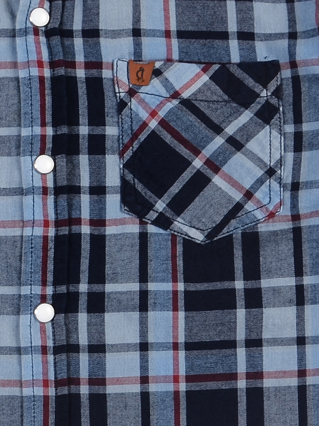 Boys Navy Blue Checks Cotton Shirt Full Sleeves