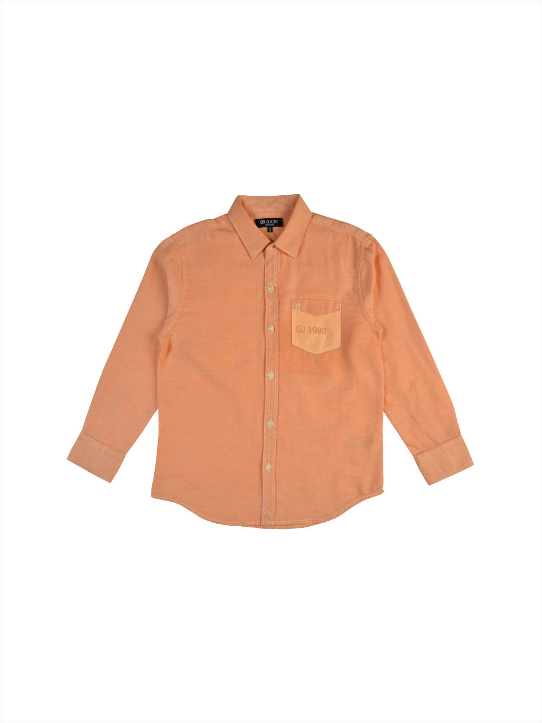 Boys Pink Solid Cotton Shirt Full Sleeves