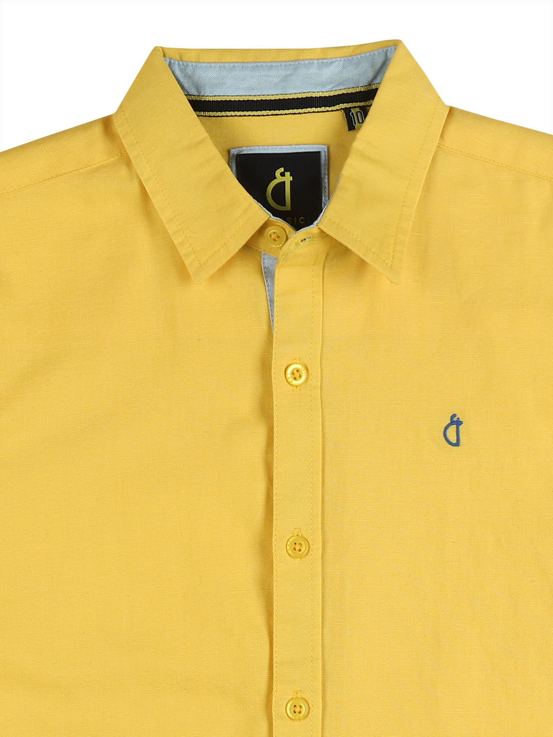 Boys Yellow Solid Cotton Shirt Full Sleeves