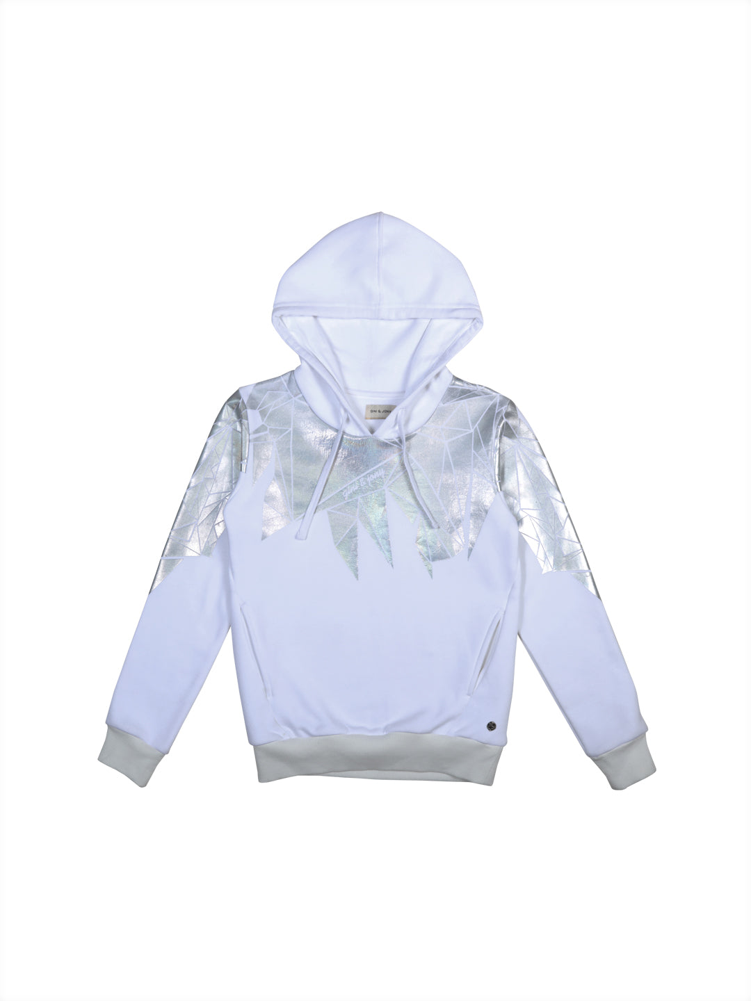 Girls White metallic Cotton Sweat Shirt Full Sleeves