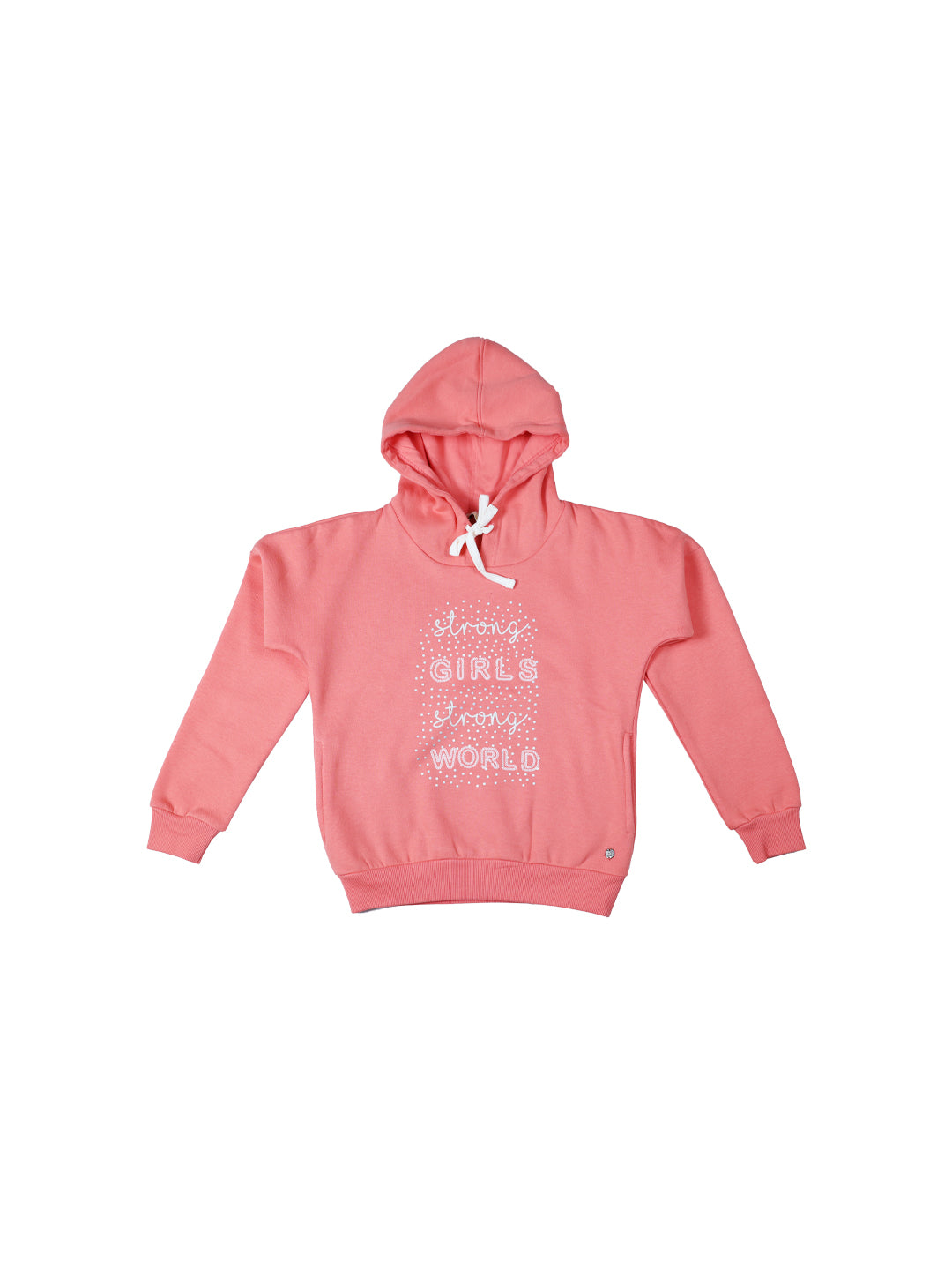 Girls Pink Typographic print Cotton Sweat Shirt Full Sleeves