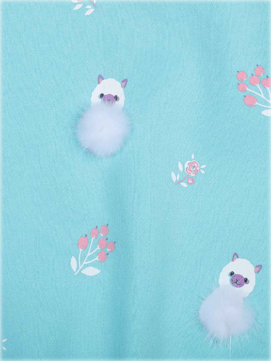 Girls Blue Applique Cotton Sweat Shirt Full Sleeves