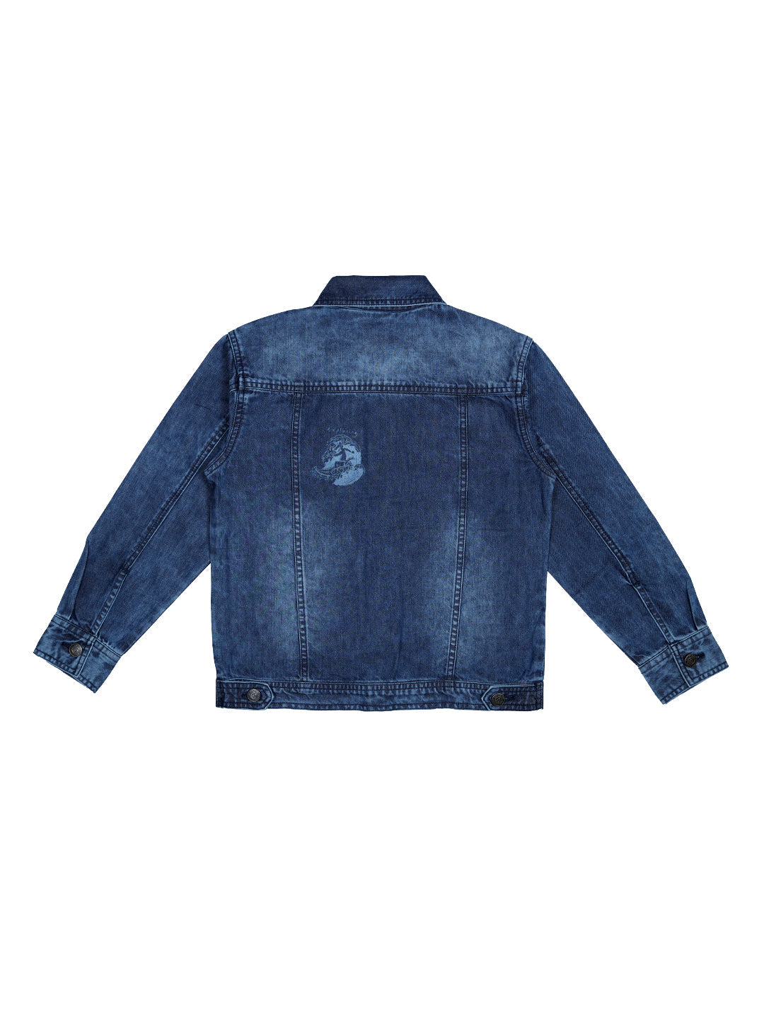 Boys Blue Washed Denim Woven Jacket Full Sleeves
