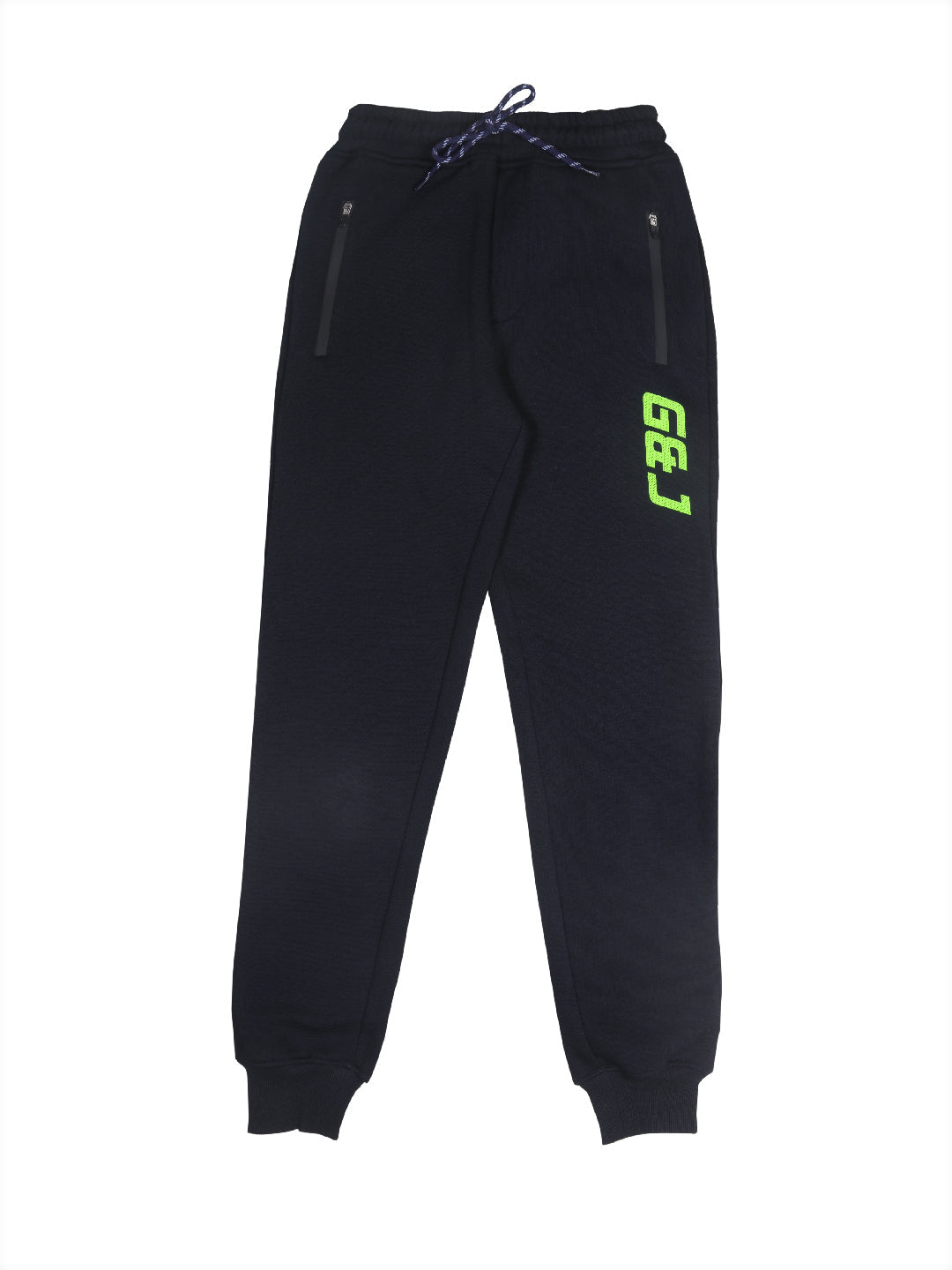 Boys Navy Blue Solid Cotton Track Pant Elasticated