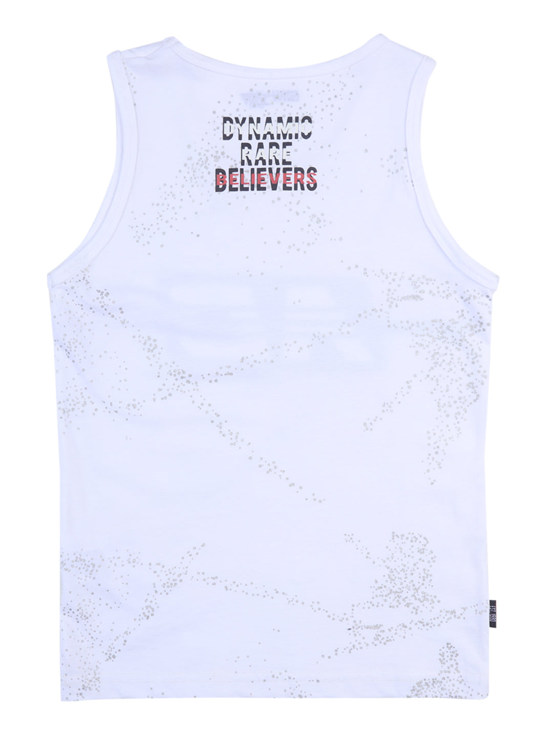 Boys White Graphic Print Cotton Sando Sleeveless
