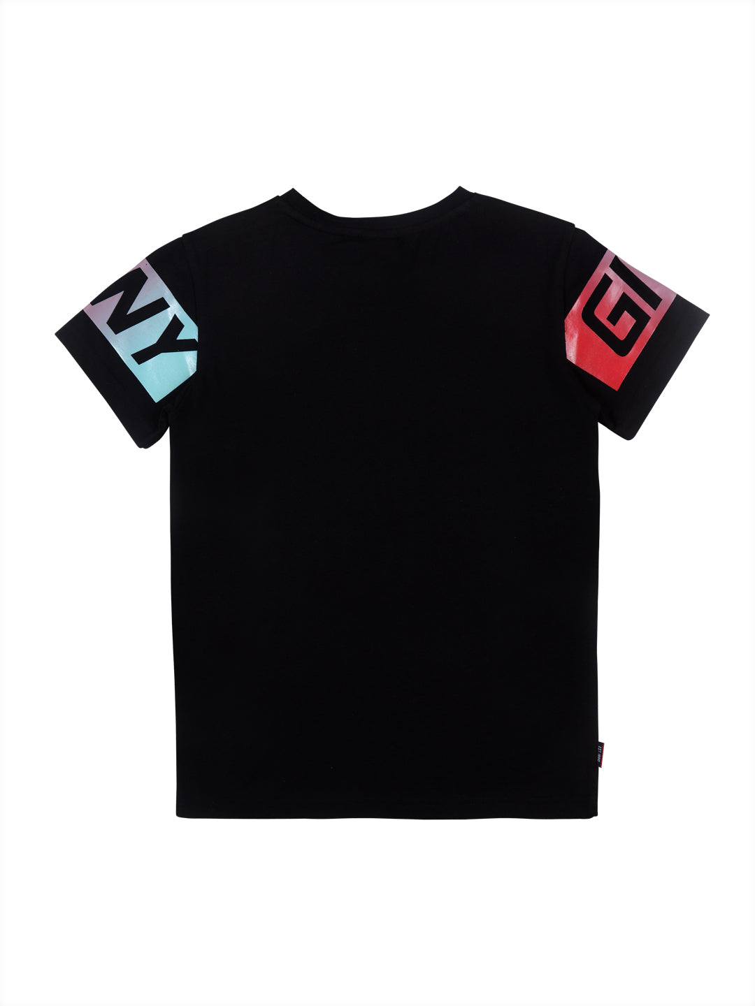 Boys Black Graphic Print Cotton T-Shirt Half Sleeves