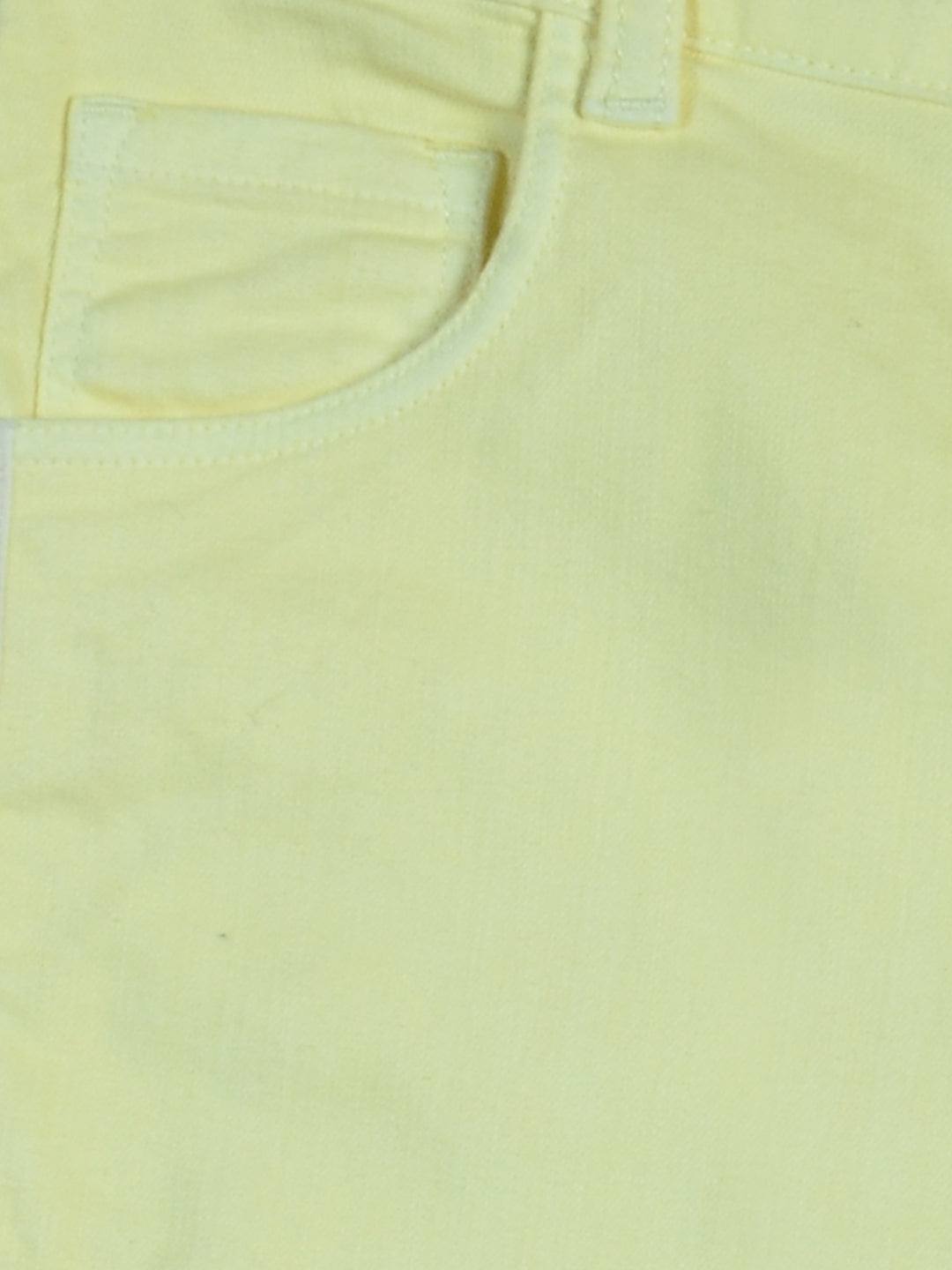 Girls Yellow Solid Cotton Pedal Pusher Fixed Waist