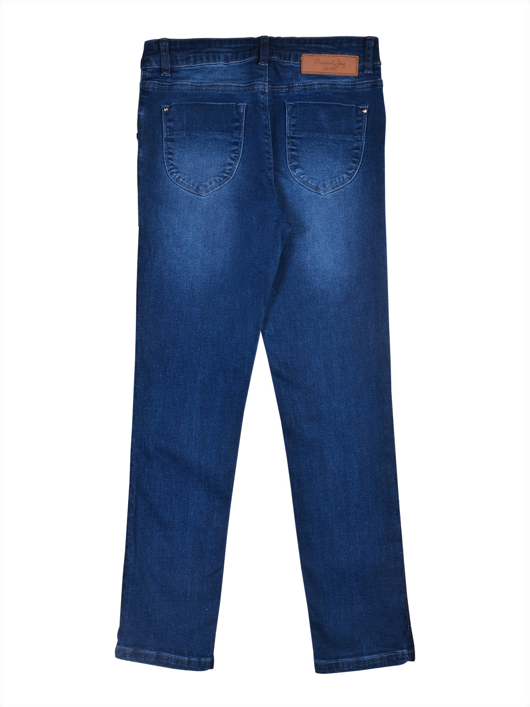 Girls Blue Washed Denim Jeans Fixed Waist