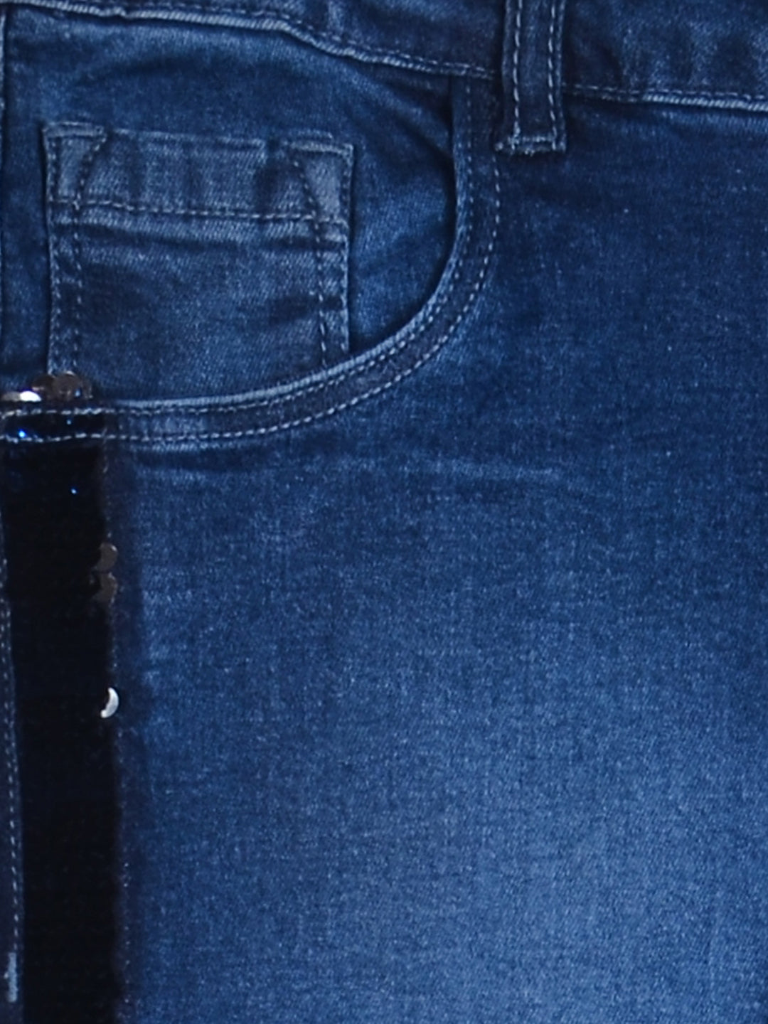 Girls Blue Washed Denim Jeans Fixed Waist