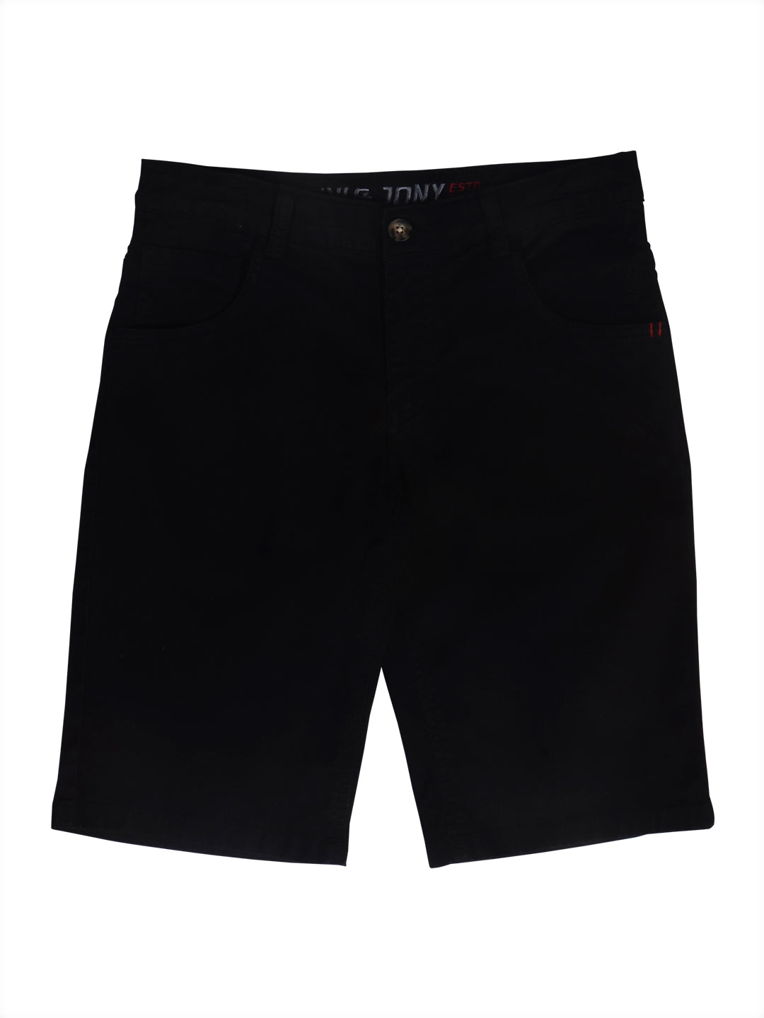 Boys Black Solid Cotton Bermuda Fixed Waist