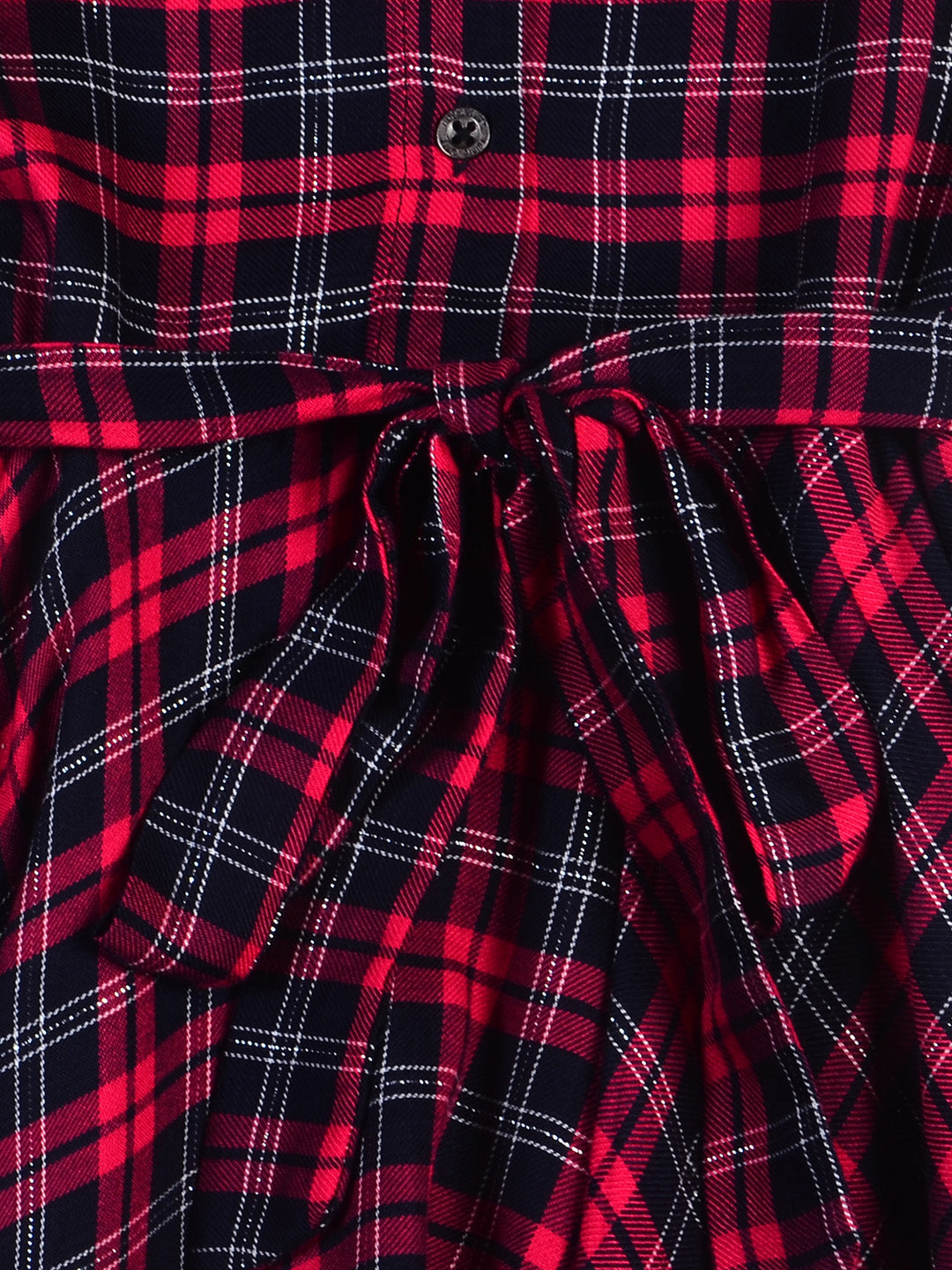 Girls Red Checks Cotton Dress Full Sleeves