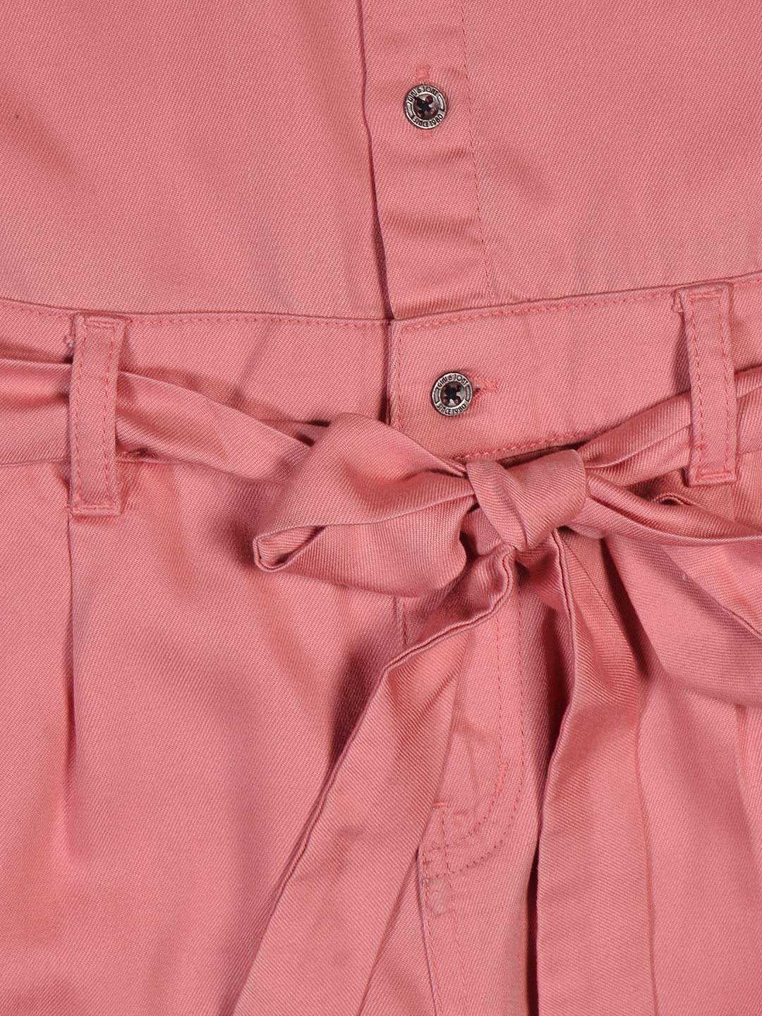Girls Pink Solid Cotton Dungree Full Sleeves