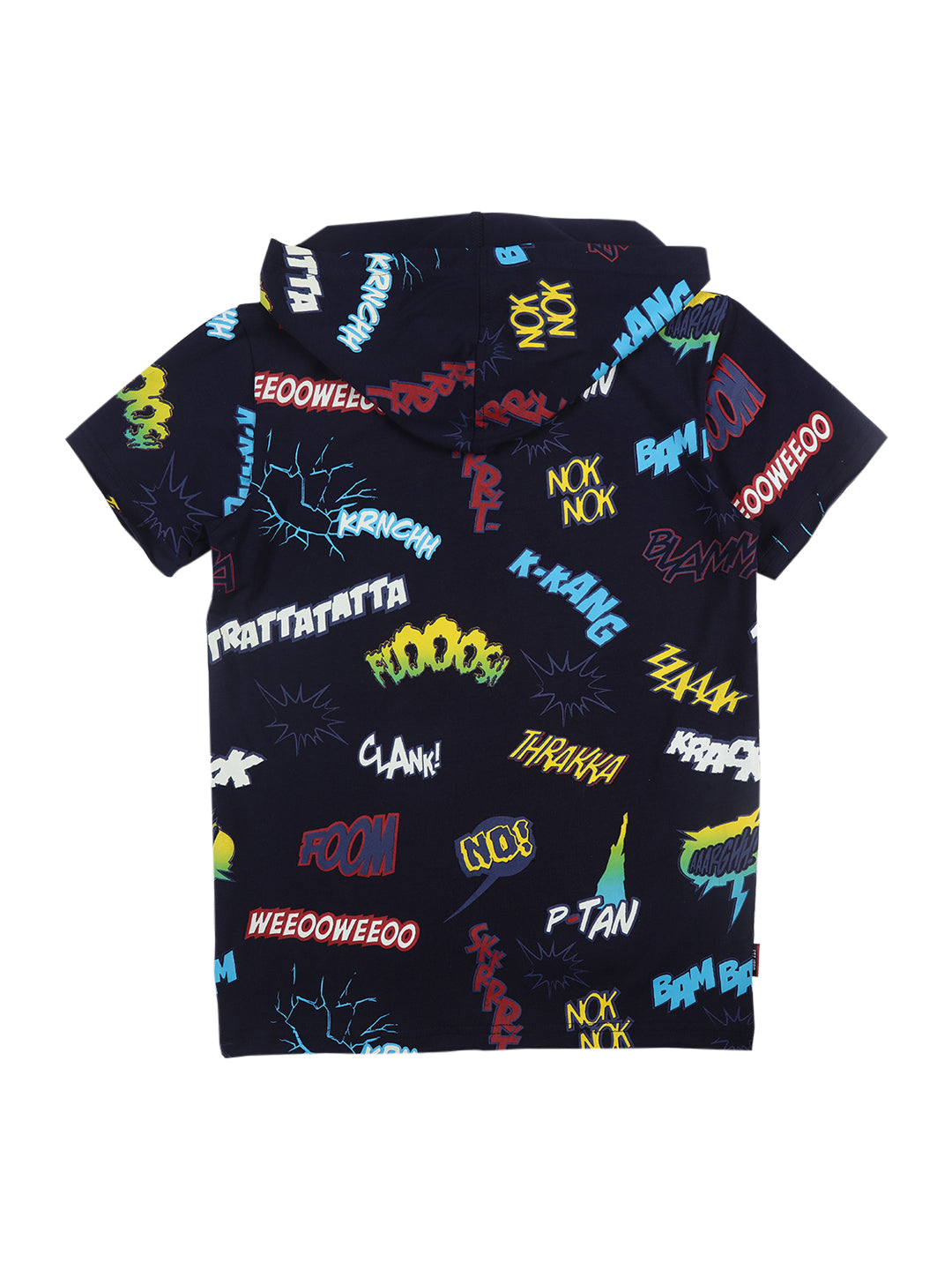 Boys Navy Blue Typographic Print Cotton T-Shirt Half Sleeves