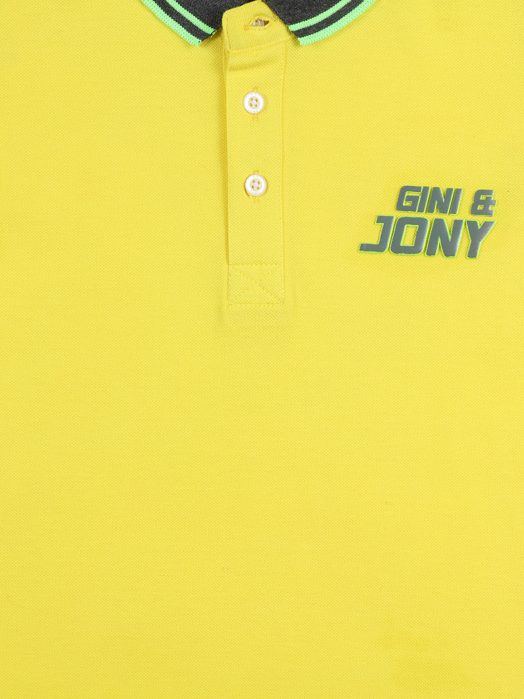 Boys Yellow Solid Cotton Polo T-Shirt Half Sleeves