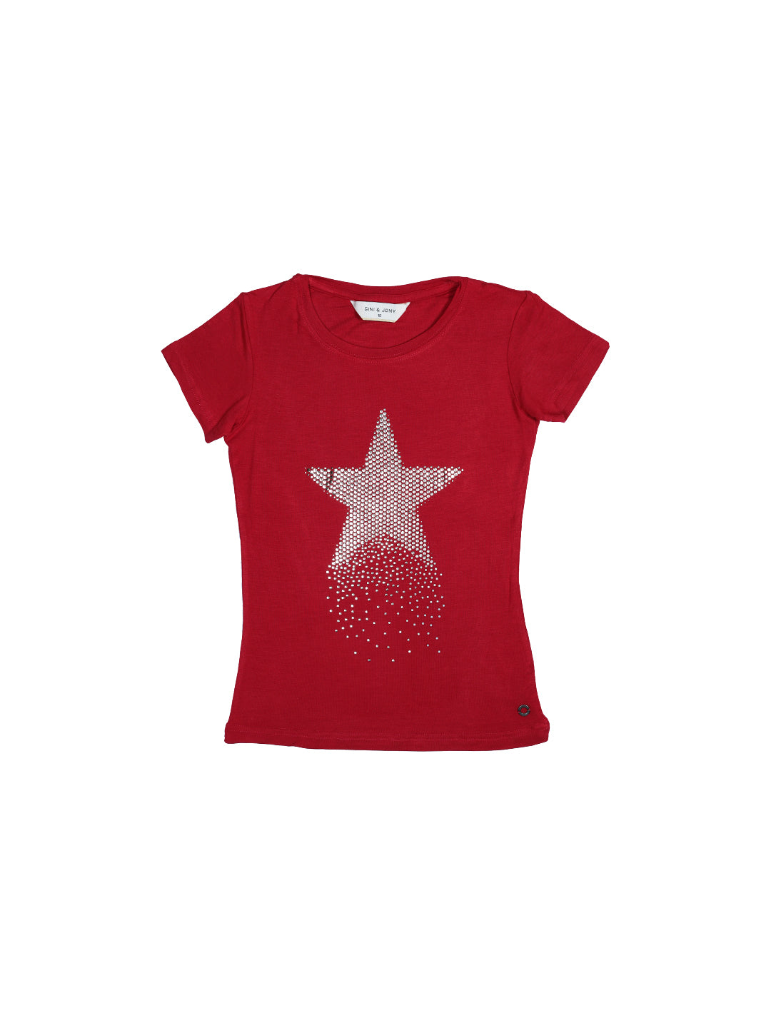 Girls Maroon Embellished Cotton Knits Top Half Sleeves