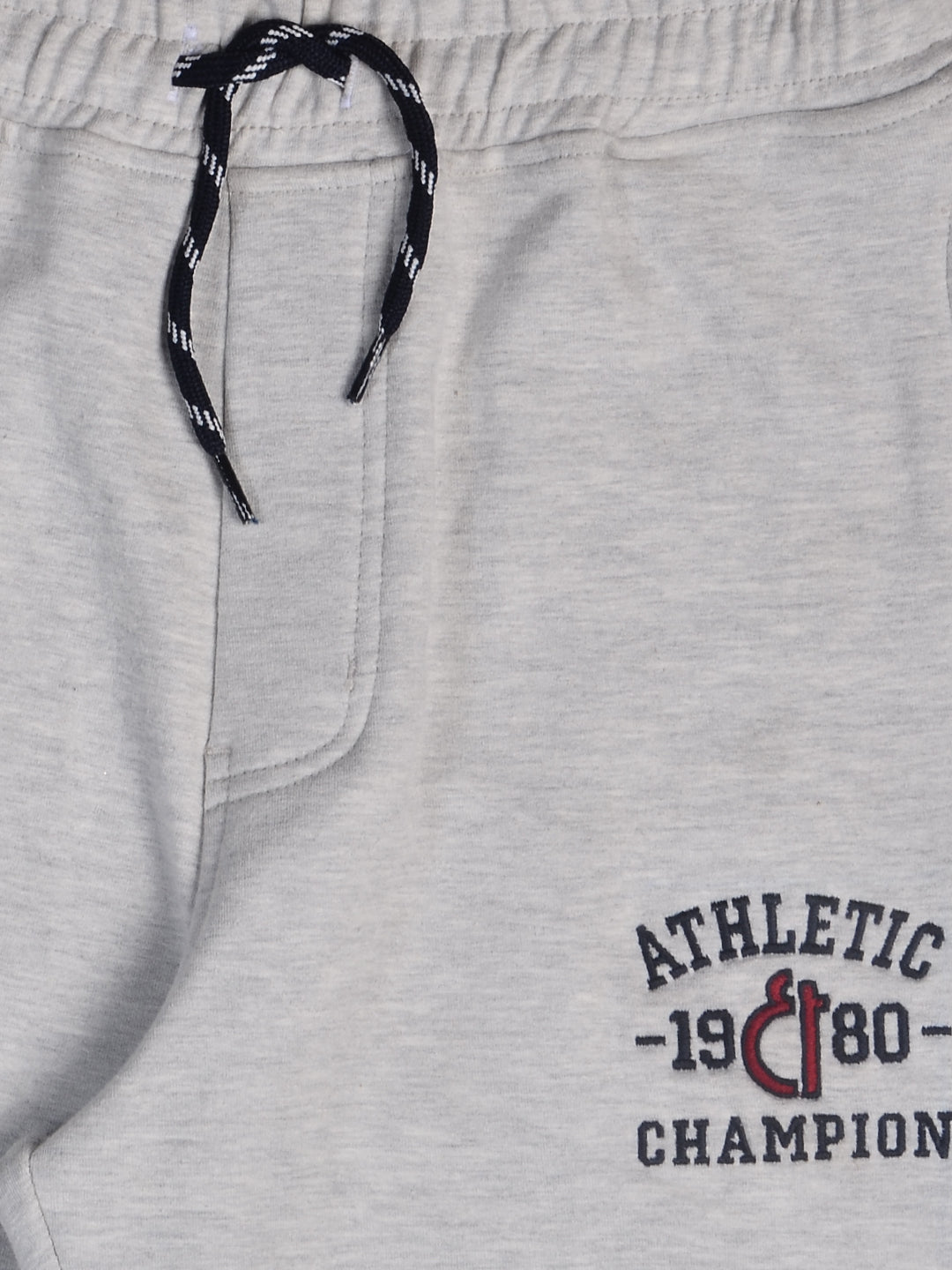 Boys Grey Solid Cotton Track Pant Elasticated