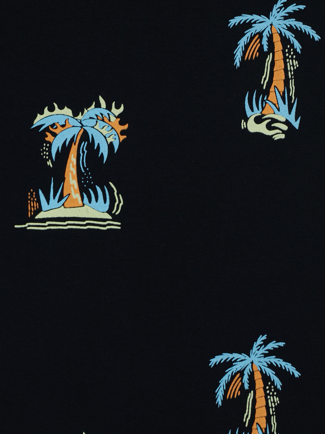 Boys Black Tropical Print Cotton T-Shirt Half Sleeves