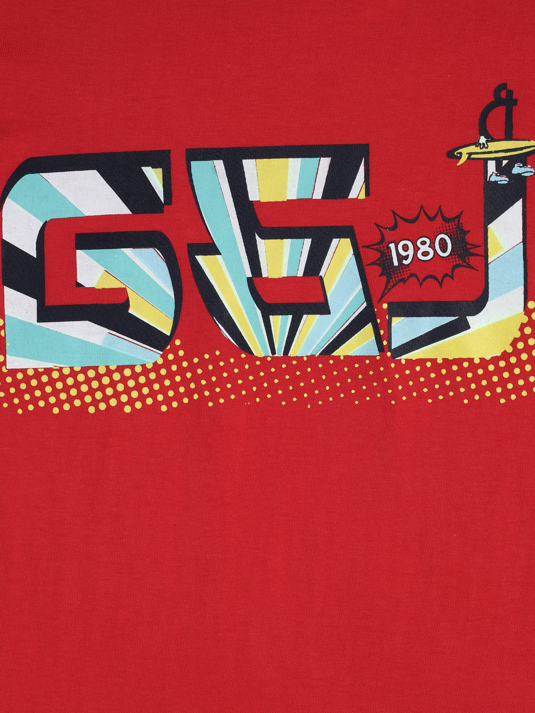 Boys Red Graphic Print Cotton T-Shirt Half Sleeves