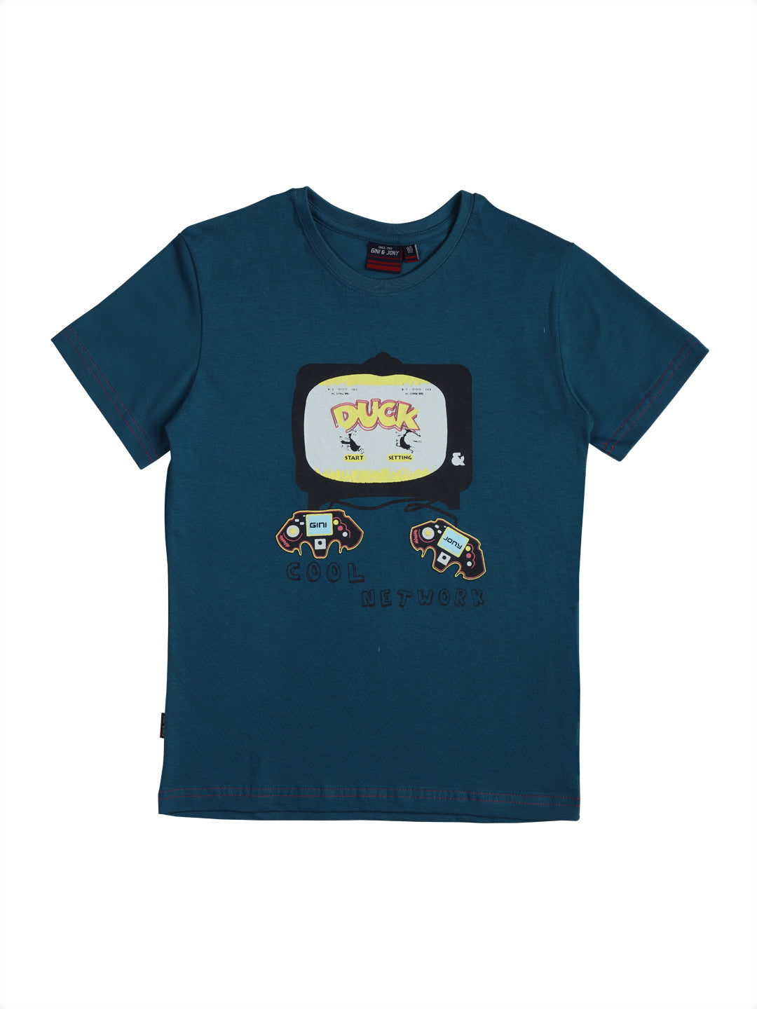 Boys Blue Graphic Print Cotton T-Shirt Half Sleeves