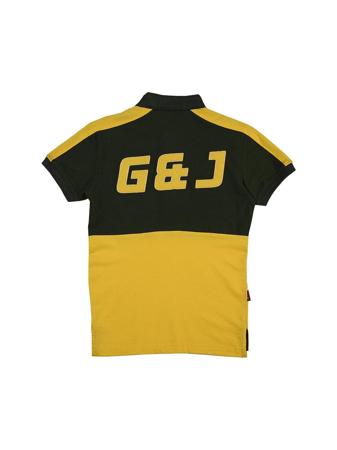 Boys Yellow Color Block Cotton Polo T-Shirt Half Sleeves