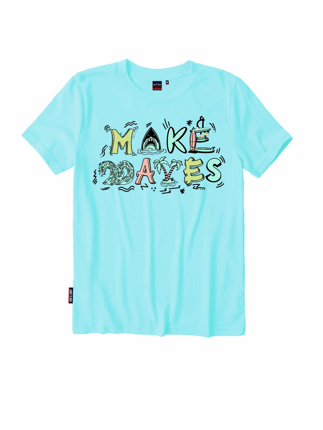 Boys Blue Typographic Print Cotton T-Shirt Half Sleeves