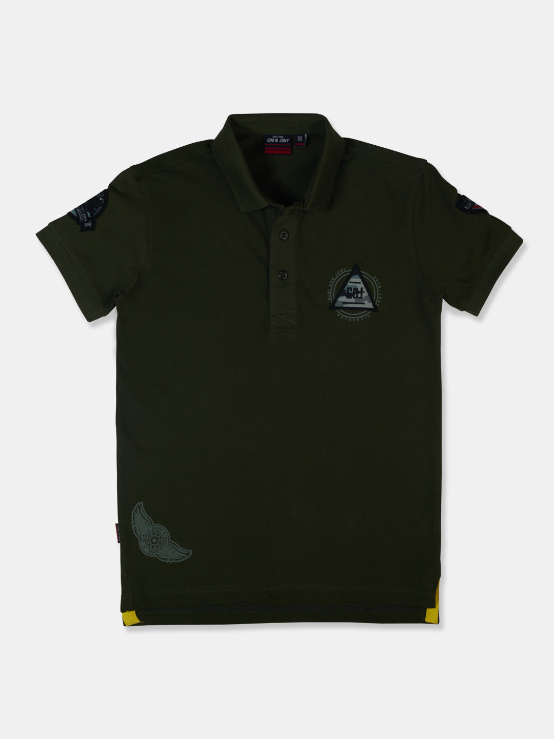 Boys Green Solid Cotton Polo T-Shirt Half Sleeves