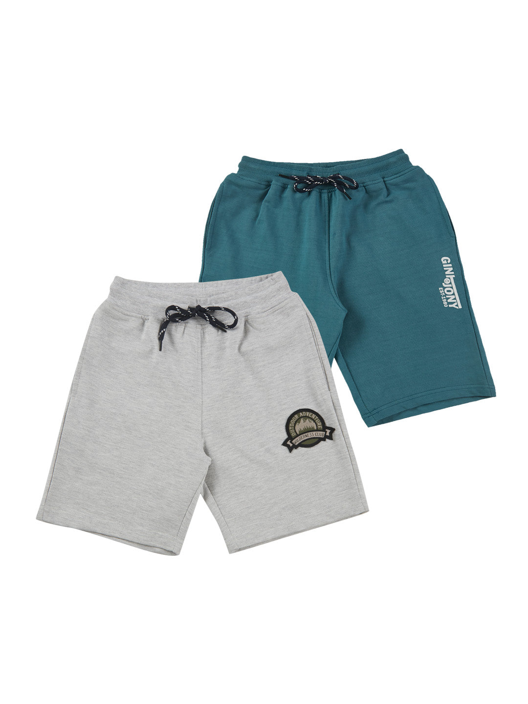 Boys Multicolour Solid Cotton Bermuda Pack Of-2 Elasticated