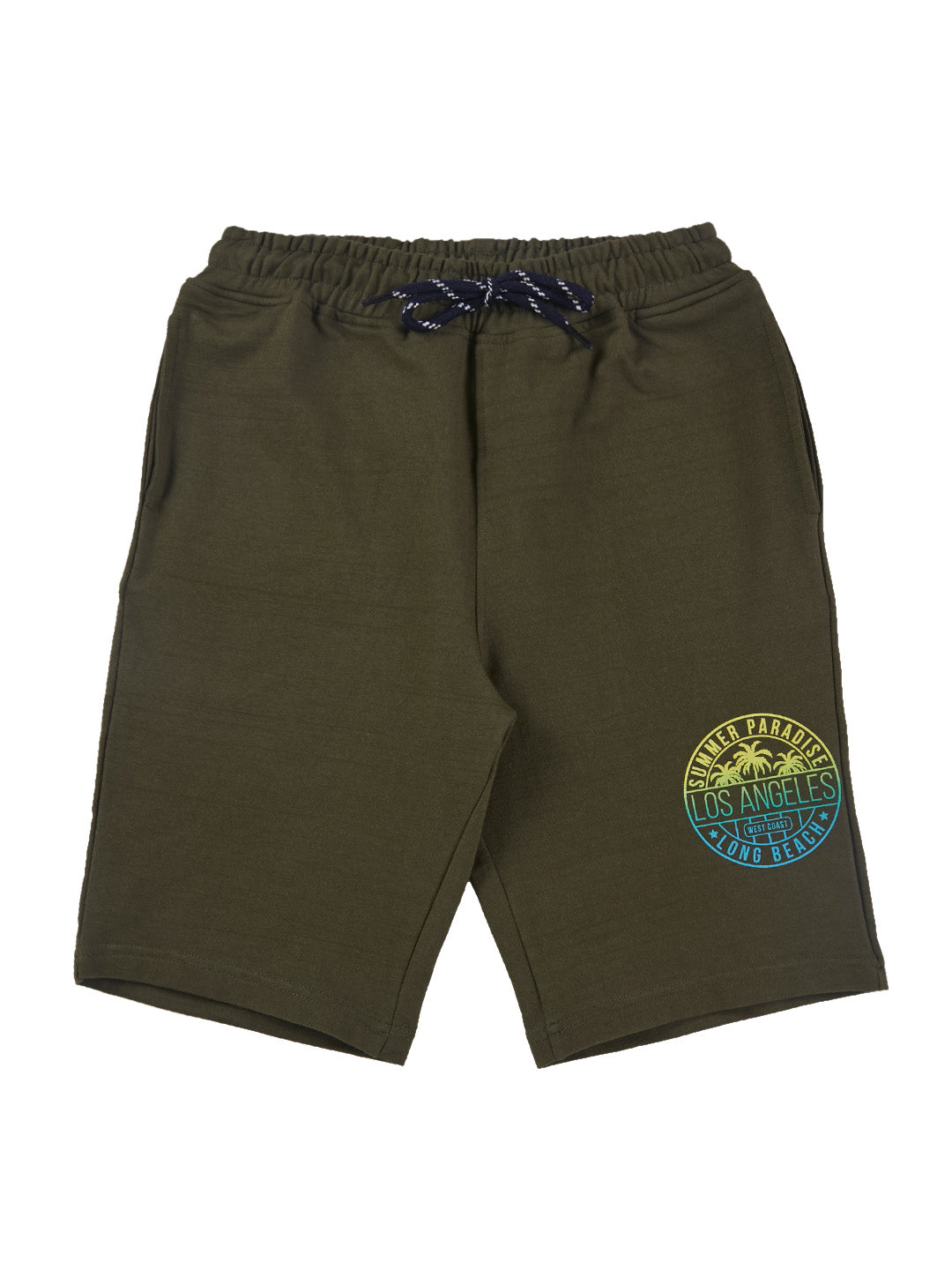 Boys Multicolour Solid Cotton Bermuda Pack Of-2 Elasticated