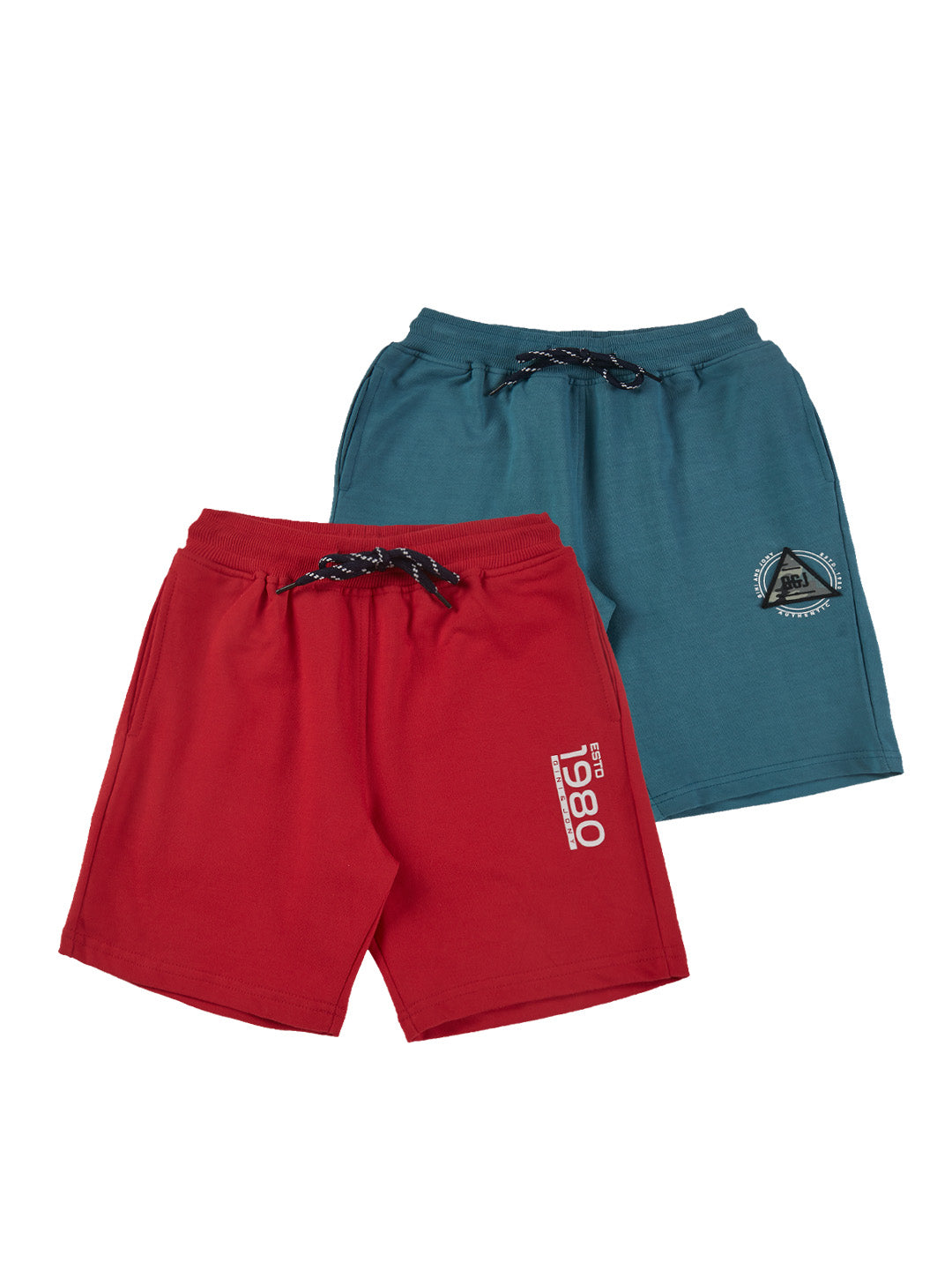 Boys Multicolour Solid Cotton Bermuda Pack Of-2 Elasticated