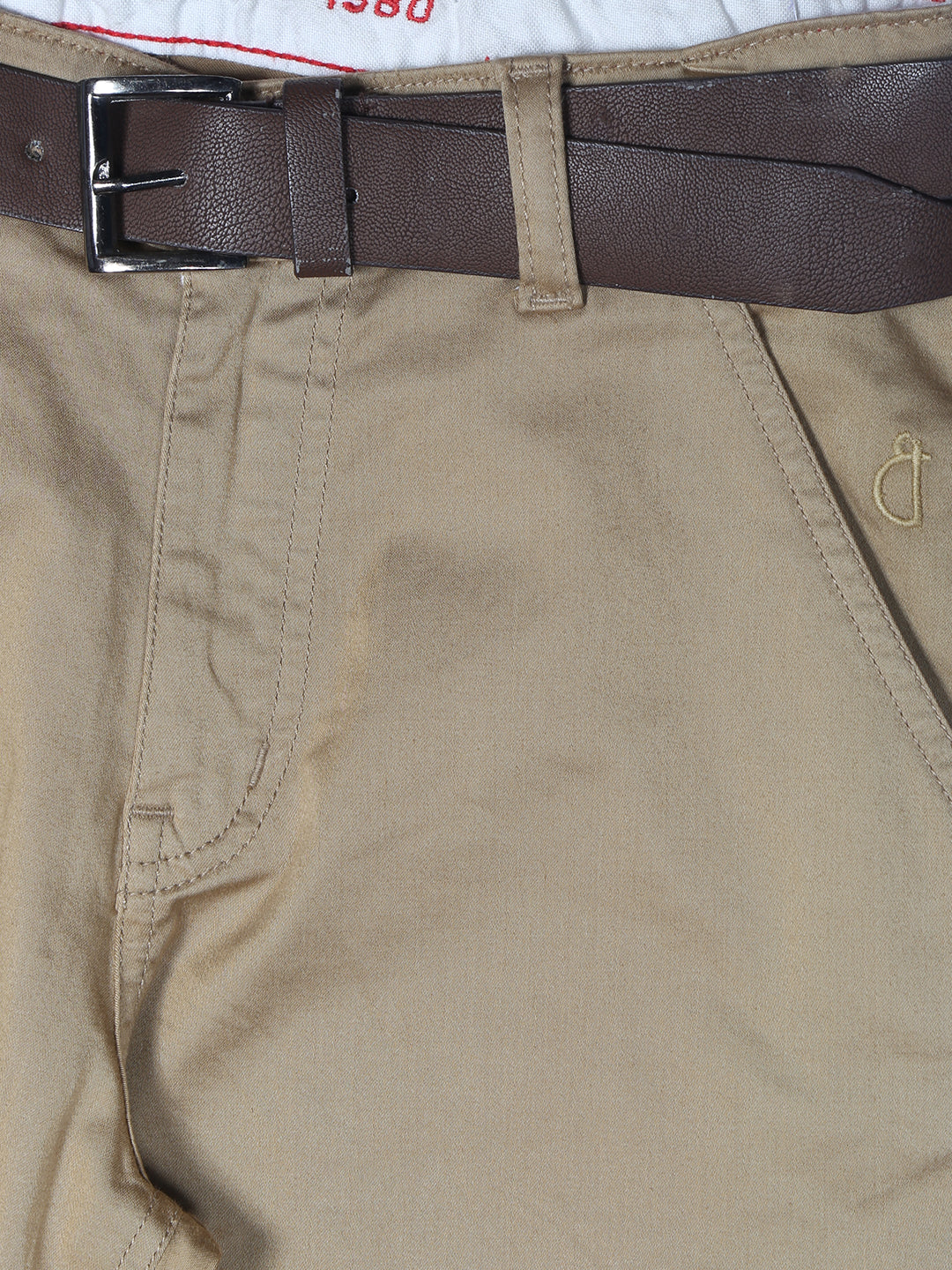 Boys Khaki Solid Twill Trouser Fixed Waist