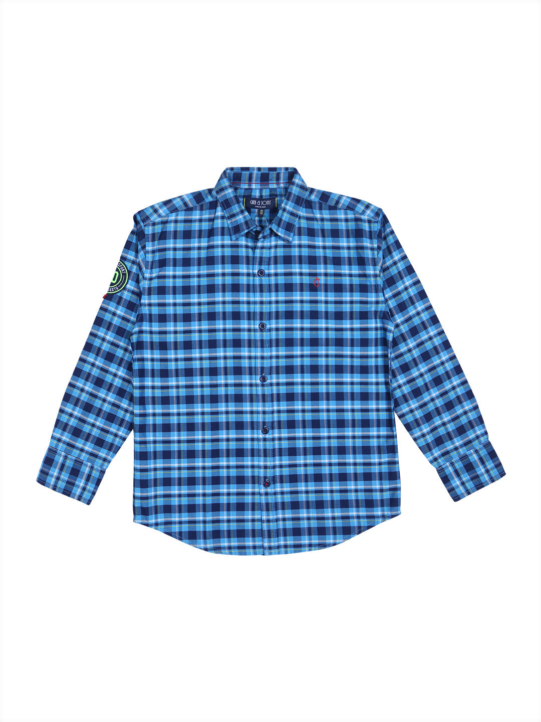 Boys Blue Checks Cotton Shirt Full Sleeves