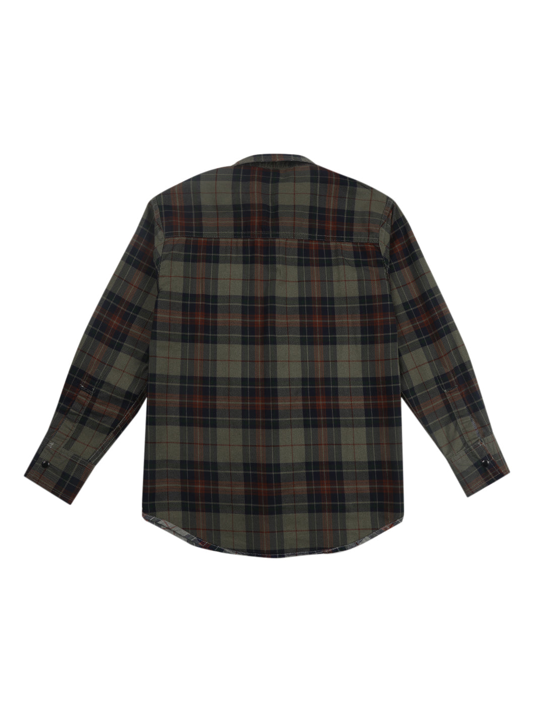 Boys Olive Checks Cotton Shirt Full Sleeves