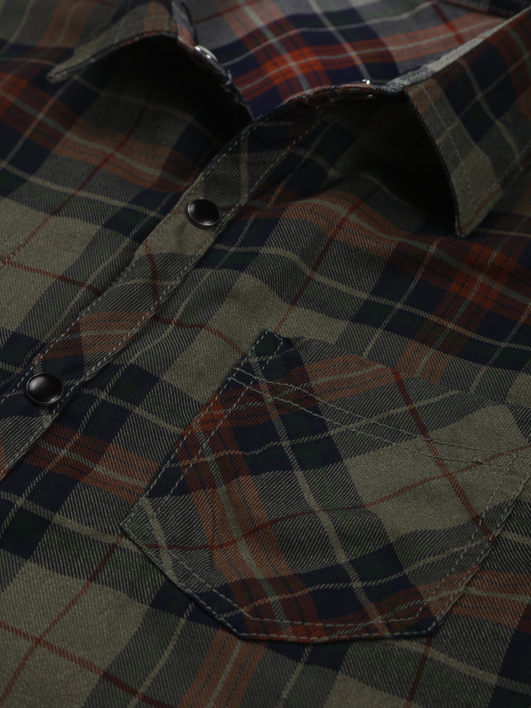 Boys Olive Checks Cotton Shirt Full Sleeves