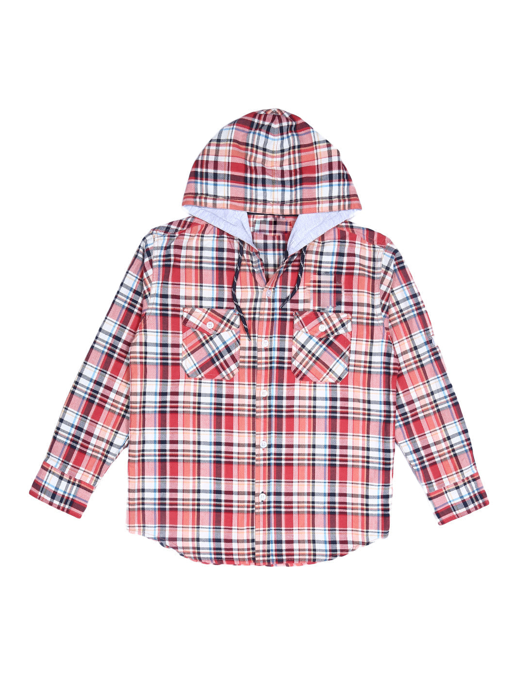 Boys Red Checks Cotton Shirt Full Sleeves